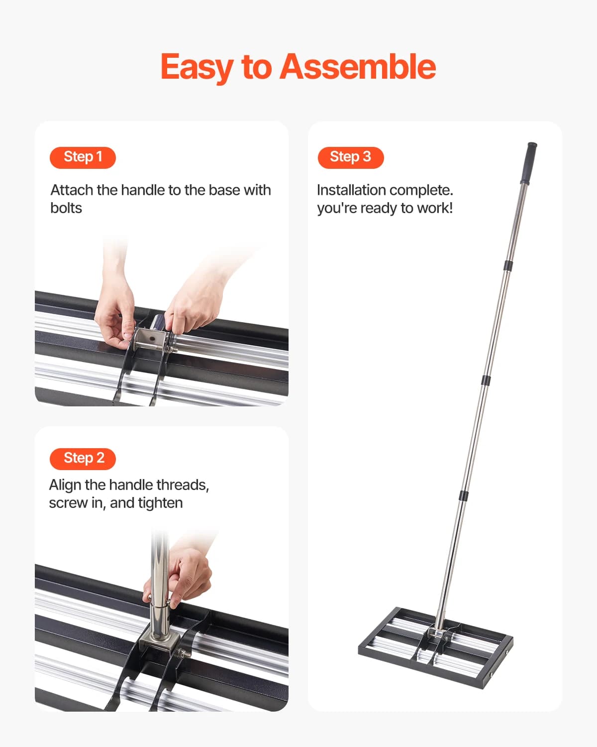 Lawn Leveling Rake with Roller | Adjustable Handle & Effort Saving Design | Yard Leveling Tool - Thumbnail 5