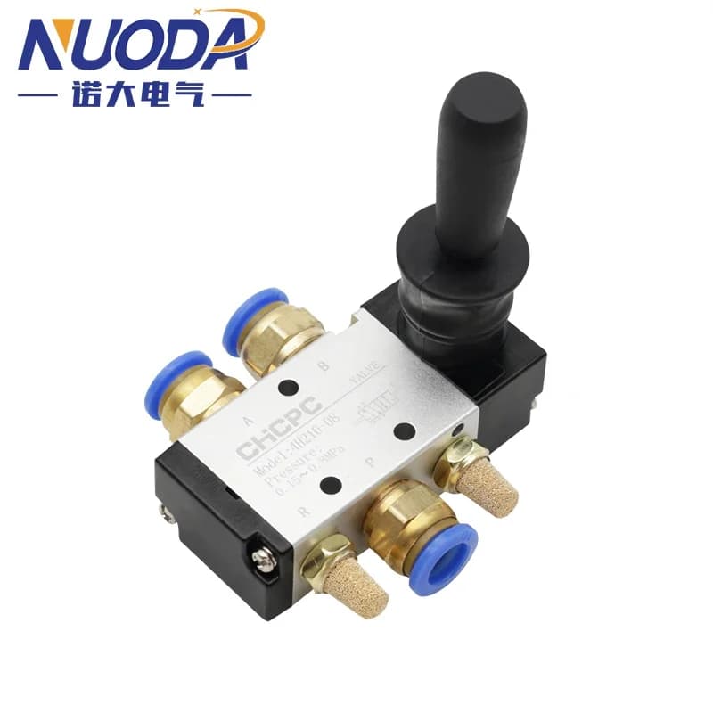 5/2-Way Pneumatic Valve | Manual Hand Lever Control | 3/5-Port Push-Pull Valve - Thumbnail 2