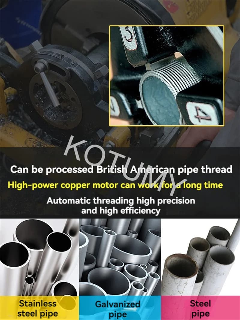 750W Electric Tapping Machine | 23 RPM Pipe Threader | 220V for BSP/NPT Threads - Thumbnail 3