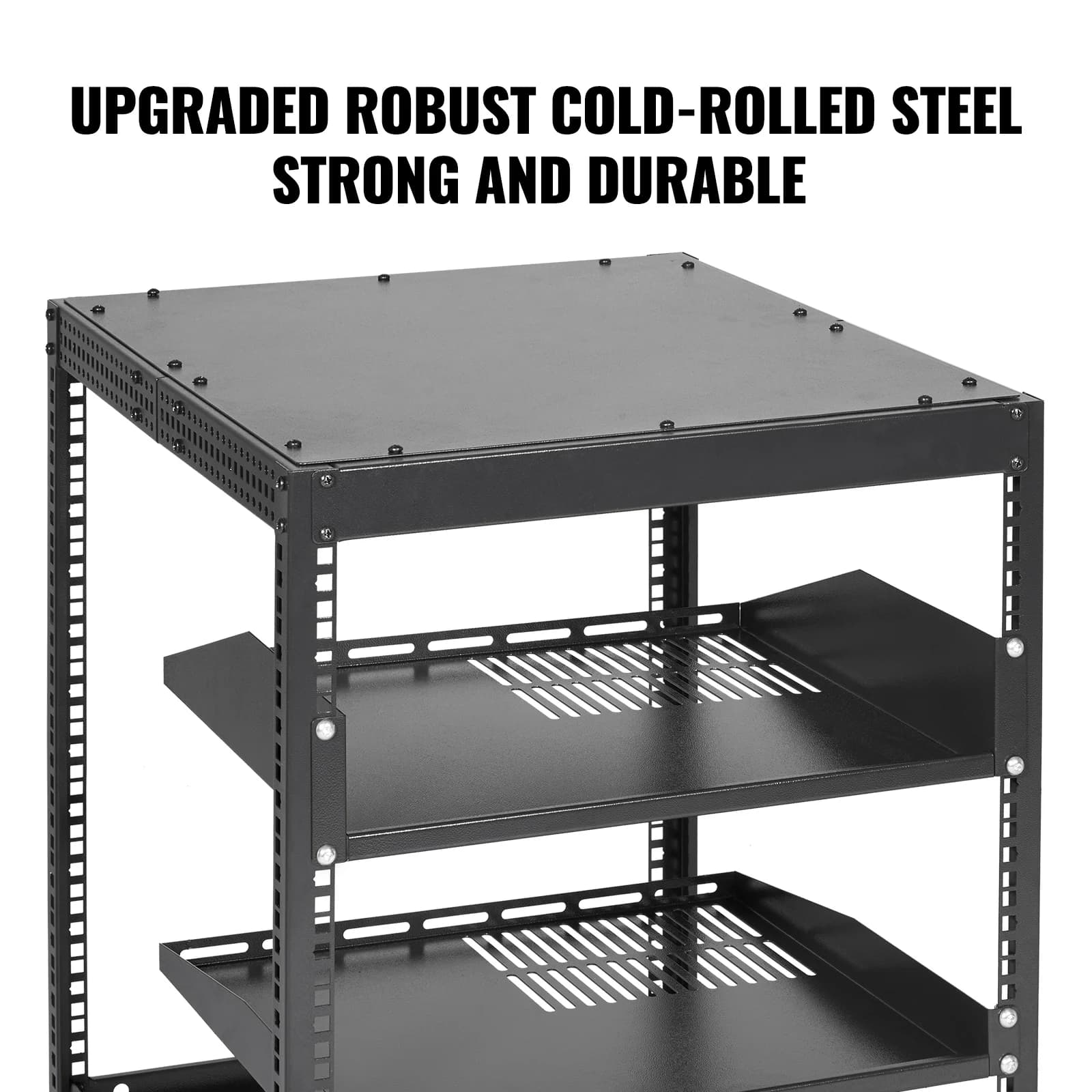 SucceBuy Open Frame Server Rack 12U/15U/20U Floor Standing or Wall Mounted with Adjustable Depth for Microdata Center Office Use - Thumbnail 5