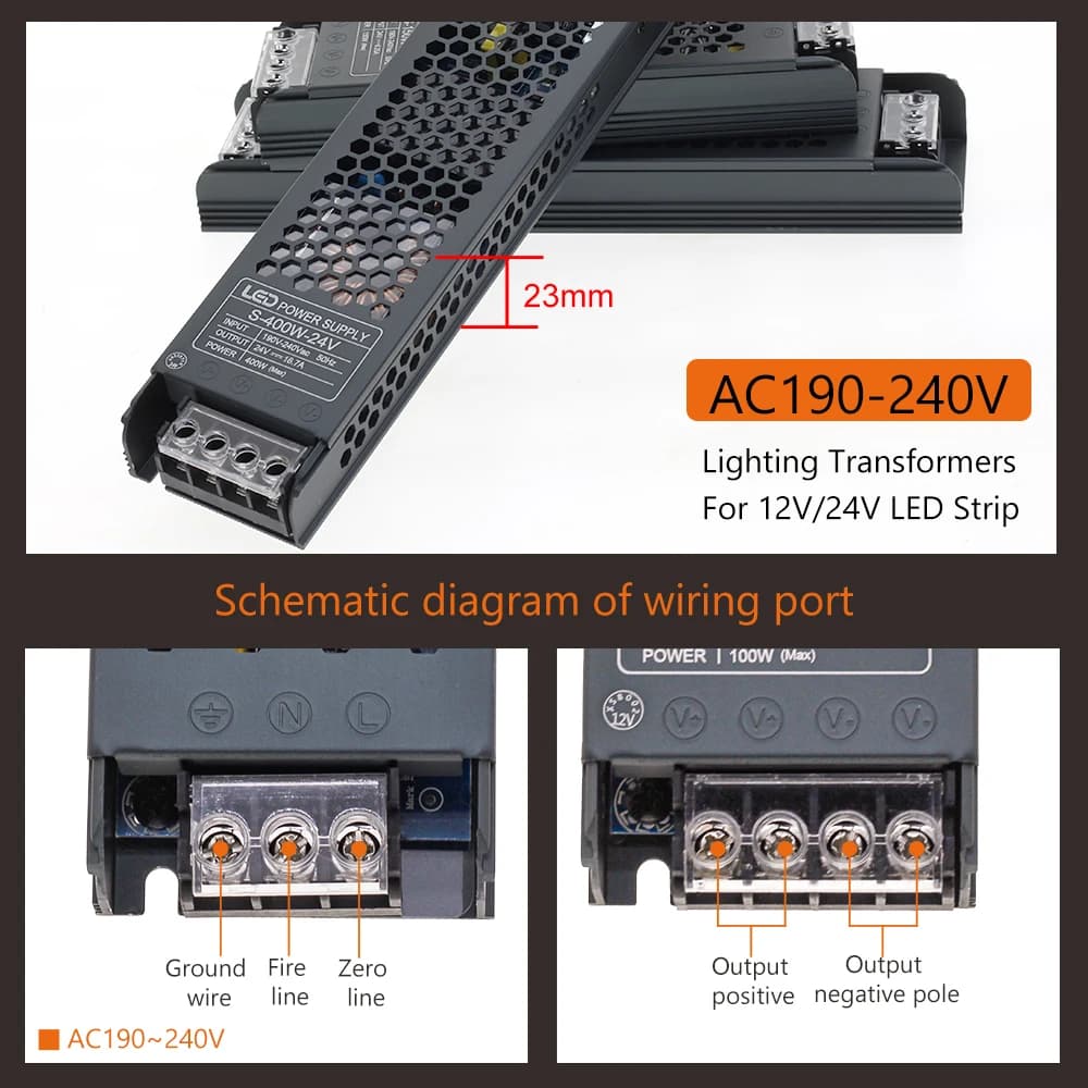 LED Power Supply | 60W-400W 12V/24V Driver for LED Strip Lighting | Dimmable Transformer - Thumbnail 5