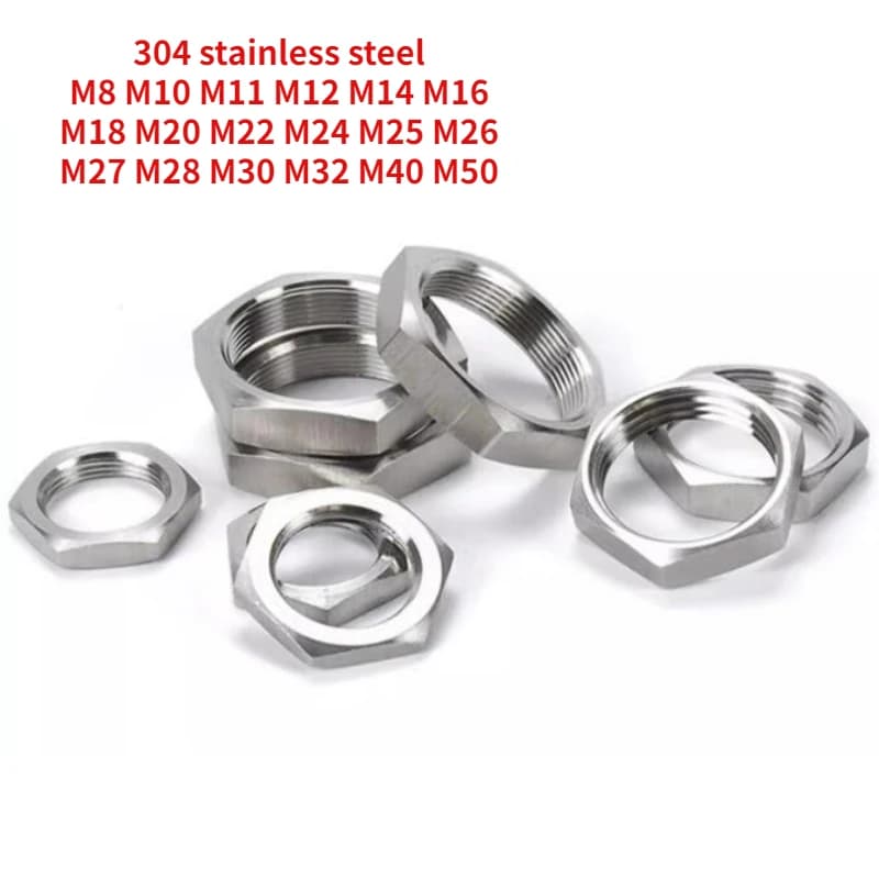 Hex Lock Nuts | 304 Stainless Steel Pipe Fittings | M8-M50 Thread Connector Set - Thumbnail 2