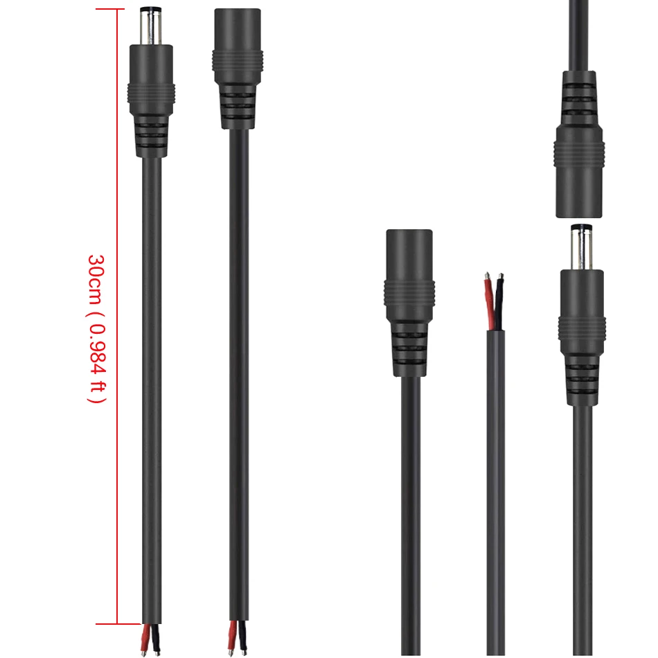 DC Power Cable | 16AWG 5.5x2.1mm/2.5mm Connector | 30cm for LED Strips & Lighting - Thumbnail 3