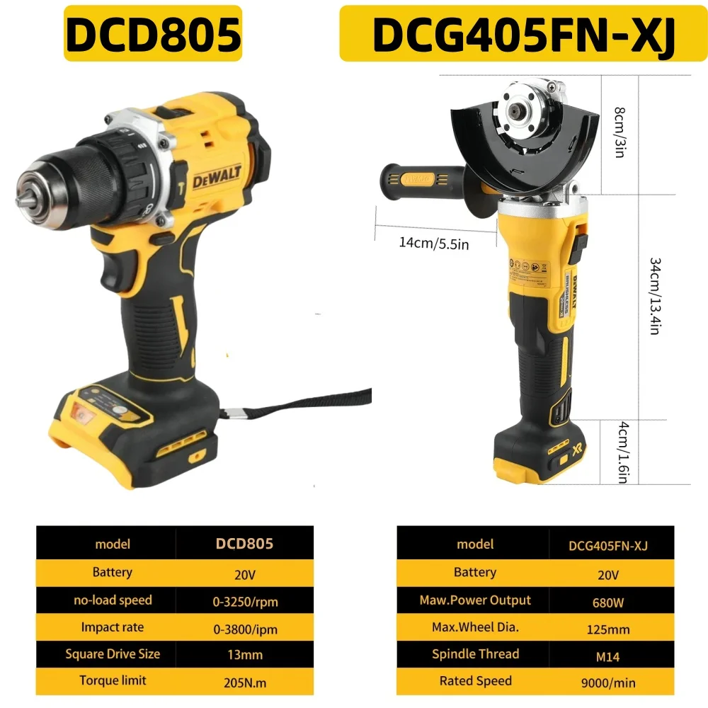 DeWALT 20V Brushless Angle Grinder & Impact Drill Combo | Professional Power Tool Kit for Cutting & Maintenance - Thumbnail 2