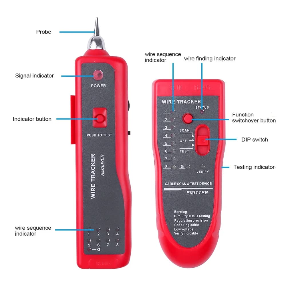 LAN Cable Tester | RJ45 Cat5/Cat6 UTP/STP Line Finder | Wire Tracker & Tone Diagnoser - Thumbnail 3