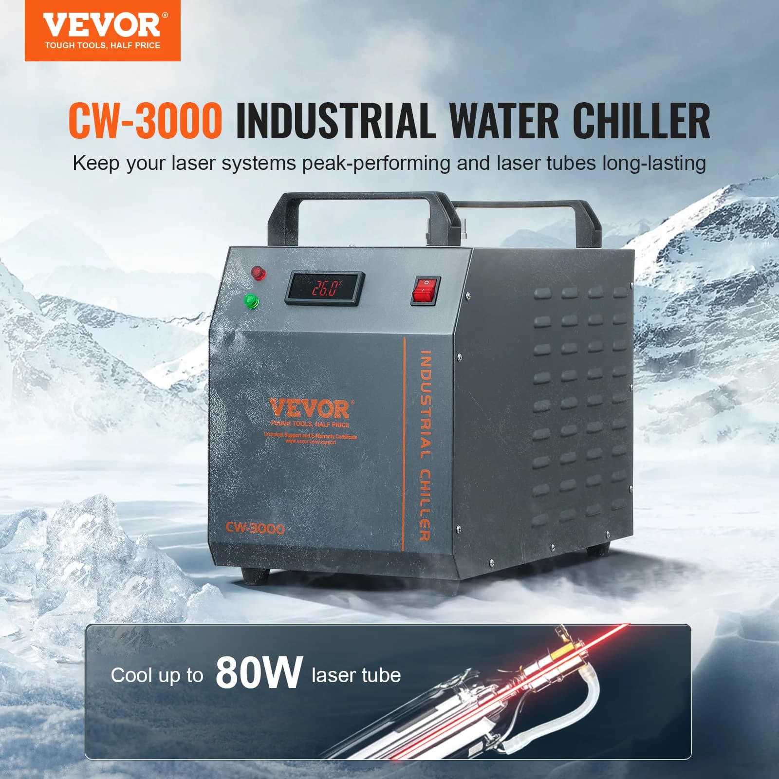 Industrial Water Chiller | 12L Capacity for Laser Engraving & CNC Machines | Air-Cooled System - Thumbnail 3