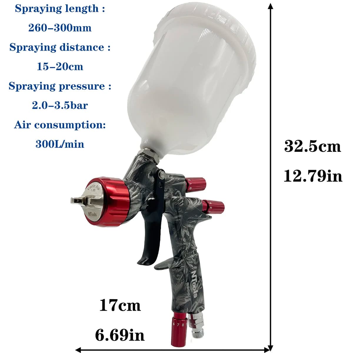 Paint Spray Gun Kit | 1.3mm Nozzle & 600cc Cup | Easy to Use for Cars, Walls & Home Projects - Thumbnail 3