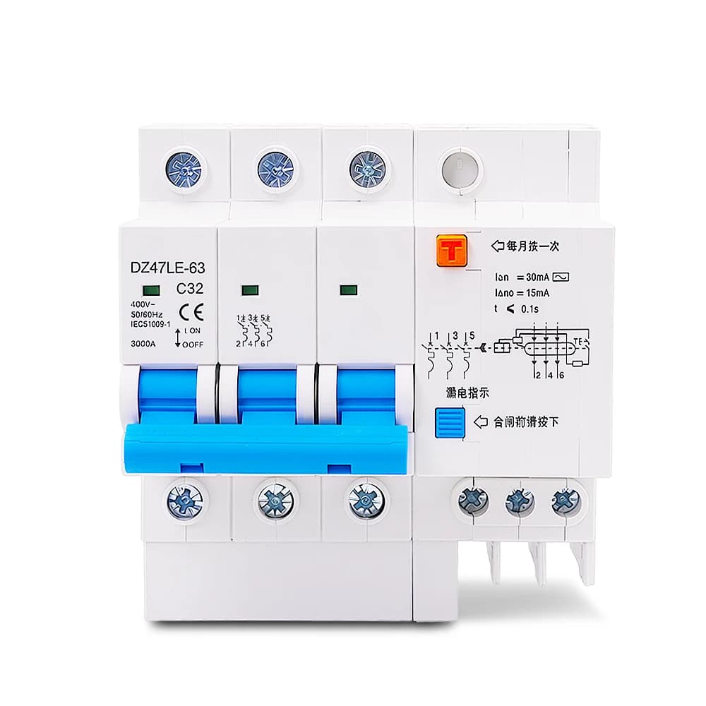 3-Phase Circuit Breaker | DZ47LE-63 | 16-63A 400V | Overload & Residual Current Protection - Thumbnail 3