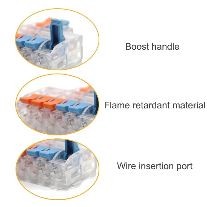 Lever Wire Connectors | 10-Pack Compact Terminal Blocks | Quick Push-In Electrical Splitters - Thumbnail 4