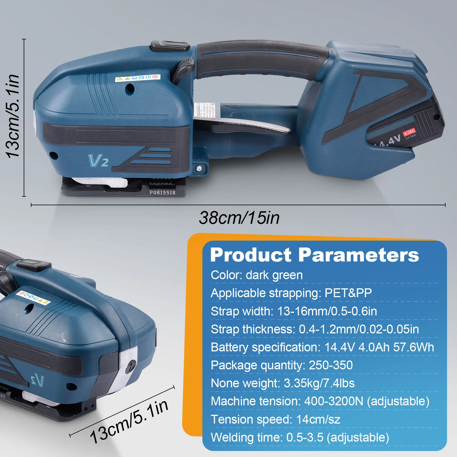 Automatic Strapping Machine | Battery-Powered Tensioner for PP & PET Bands | LCD Display - Thumbnail 2