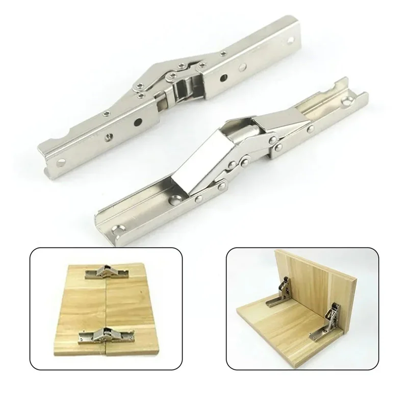 90 Degree Spring Hinges | Hole-Free Foldable Furniture Hardware | 1/2/4Pcs Desk Chair Bridge Kit - Thumbnail 4