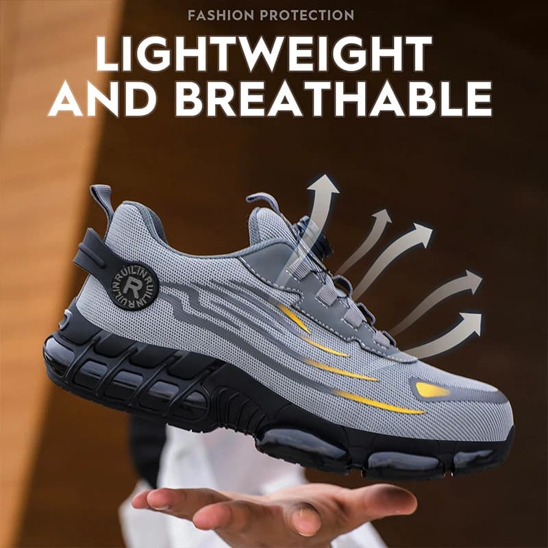 Button Safety Shoes | Men's Anti-Smash Anti-Puncture Sport Design | Security Protective Work Boots - Thumbnail 3