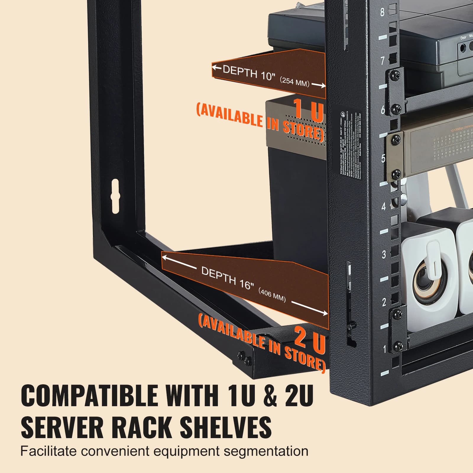 9U Open-Frame Server Rack | 150lb Heavy-Duty Wall Mount | IT Network Equipment Enclosure - Thumbnail 5
