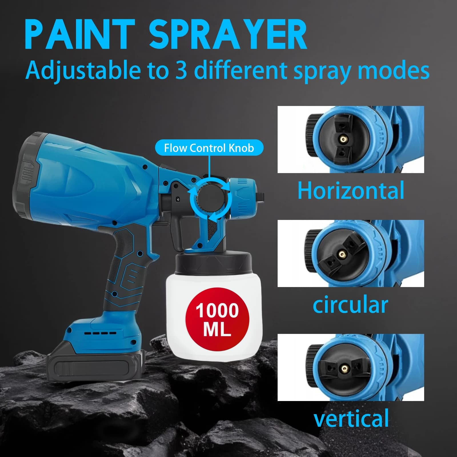 800ML Cordless HVLP Paint Sprayer | 21V High Pressure & 30000rpm | Includes 2x2000mAh Batteries - Thumbnail 4