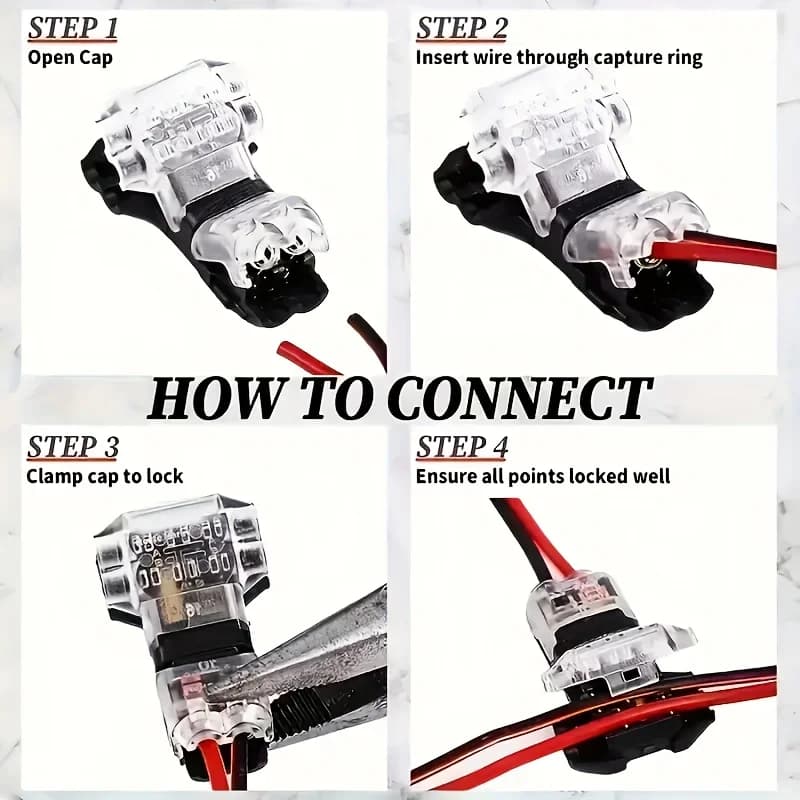 T2 Wire Connectors | No-Solder Quick-Connect Terminals | 5-20 Pack Electrical Kit - Thumbnail 3
