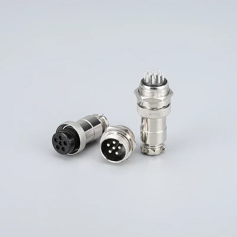 GX12 GX16 GX20 aviation circular connector set with male and female plugs in 2 to 15 pin configurations for secure electrical docking.