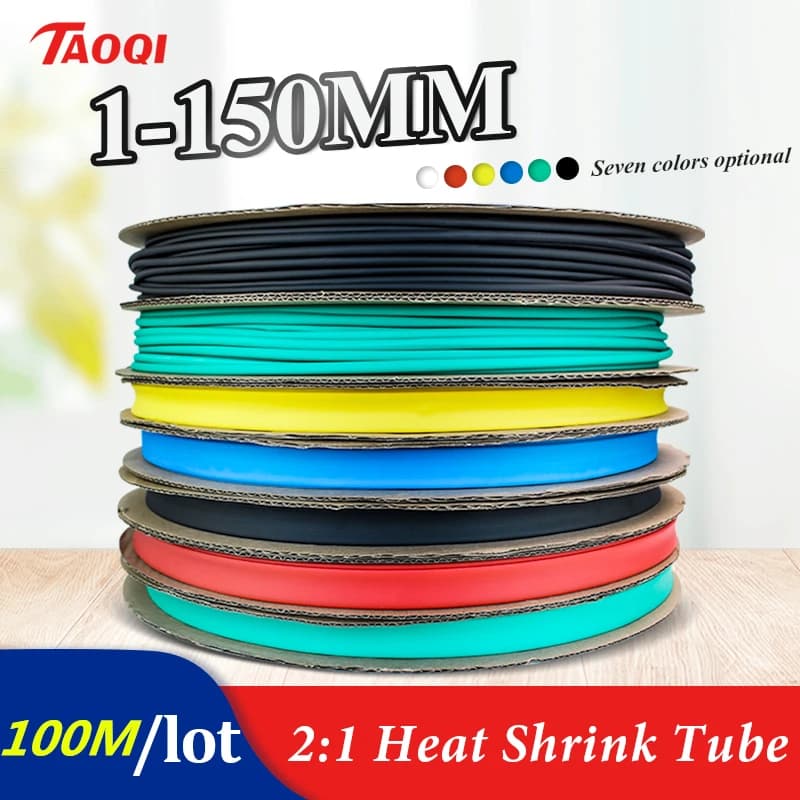 Professional-Grade Heat Shrink Tubing Kit | 5-12mm Black | 100m Roll for Wire & Cable Insulation - Thumbnail 2