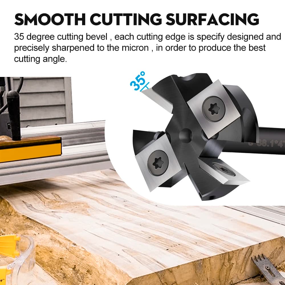 Surfacing Router Bit | 4-Flute Carbide Insert | 8-12mm Shank for Slab Flattening - Thumbnail 2