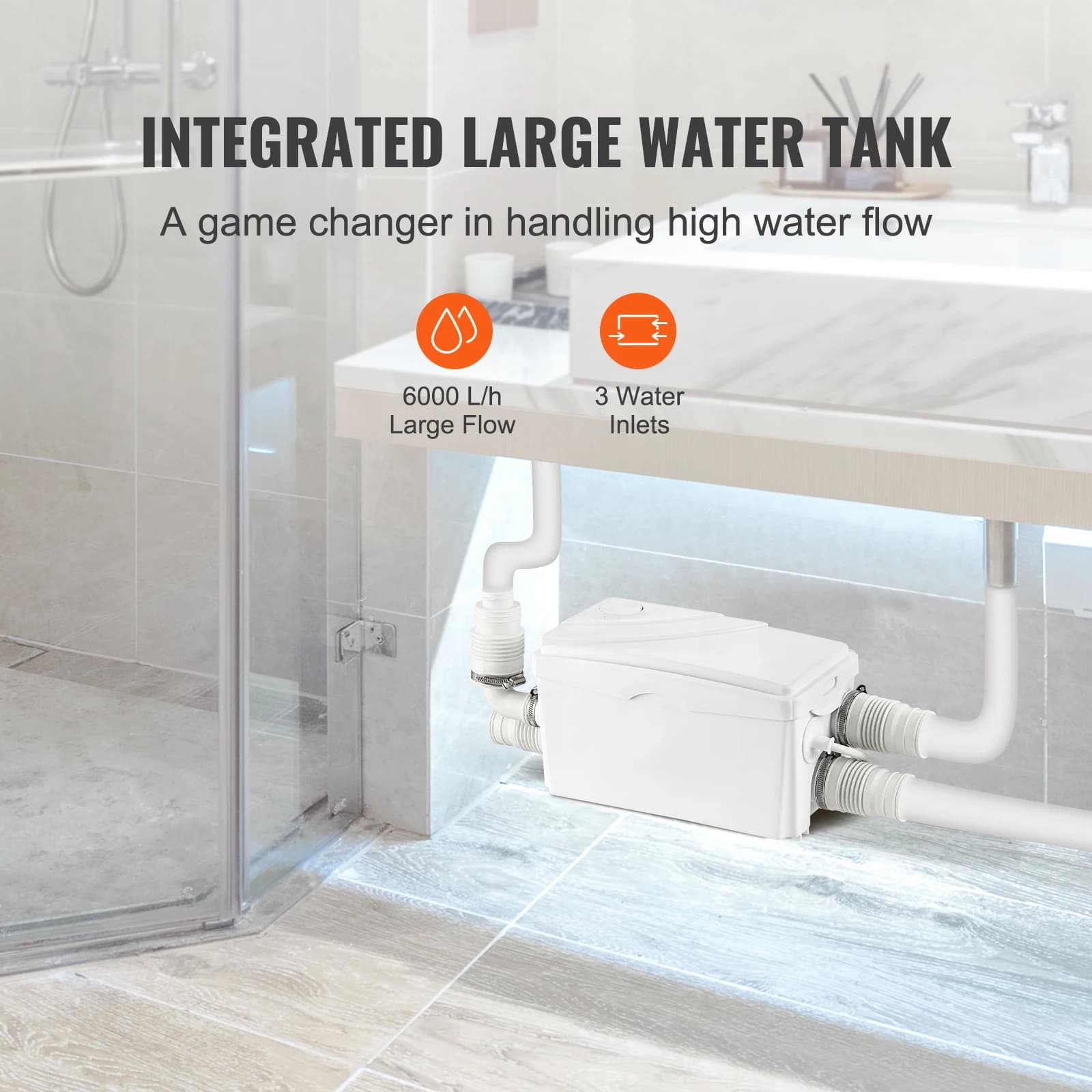 350W Macerator Sewage Pump | 6000L/h Flow with 3 Inlets | Sump & Water Disposal - Thumbnail 5