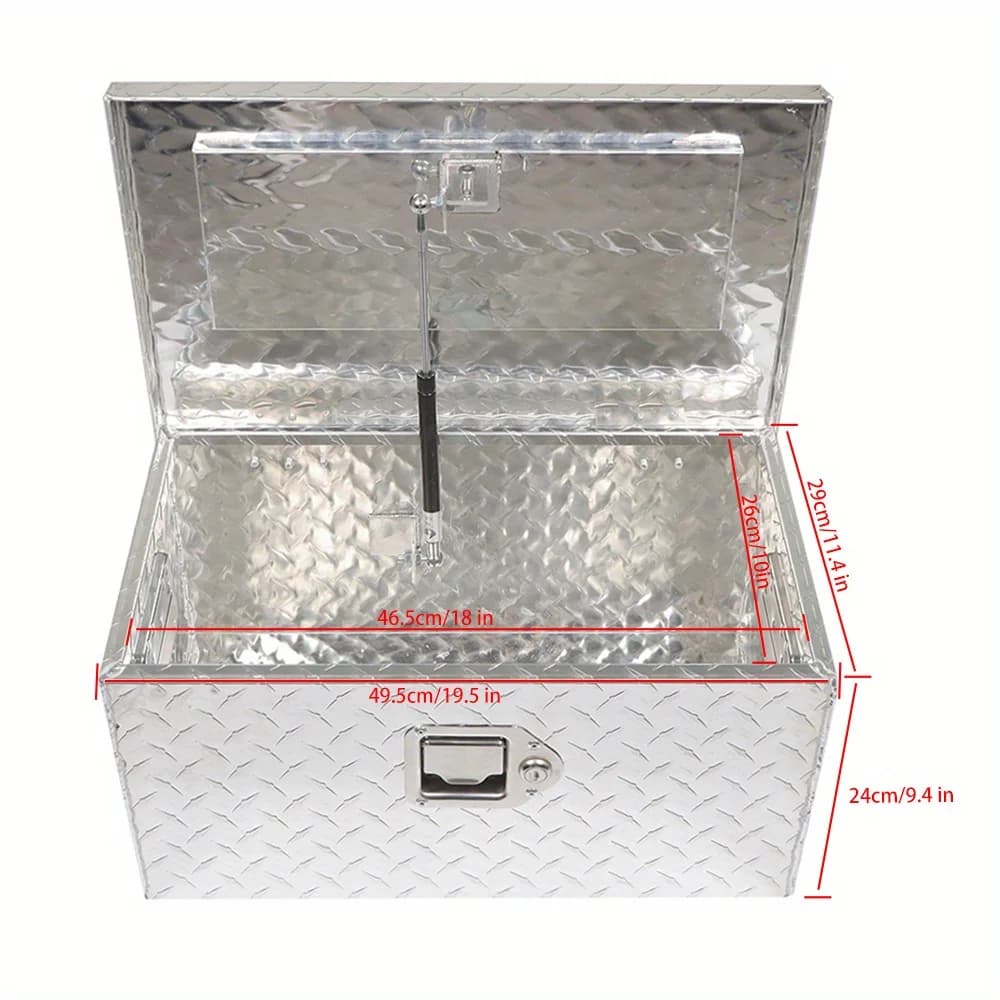 Aluminum Tool Box | 20 Inch Diamond Plate Design | Lockable Security with Key - Thumbnail 3