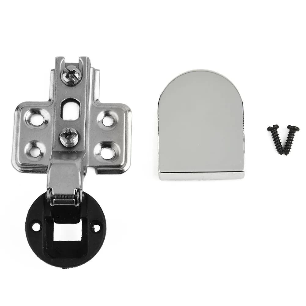 Round Glass Cabinet Hinges | Plastic Wine Buffer Design | For Kitchen Cupboard & Furniture Doors - Thumbnail 5