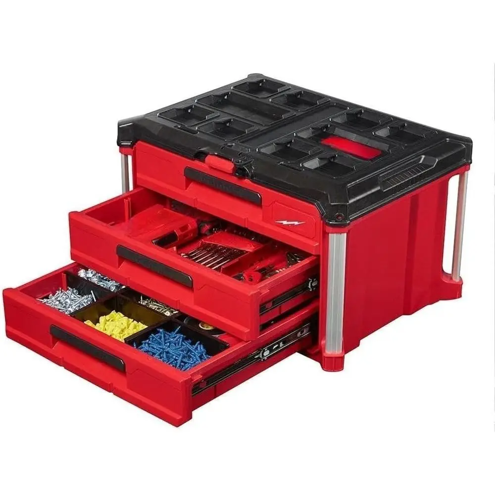 Milwaukee PACKOUT 3-Drawer Toolbox | Portable 48-22-8443 System | 16.3x22.2x14.3 in - Thumbnail 5