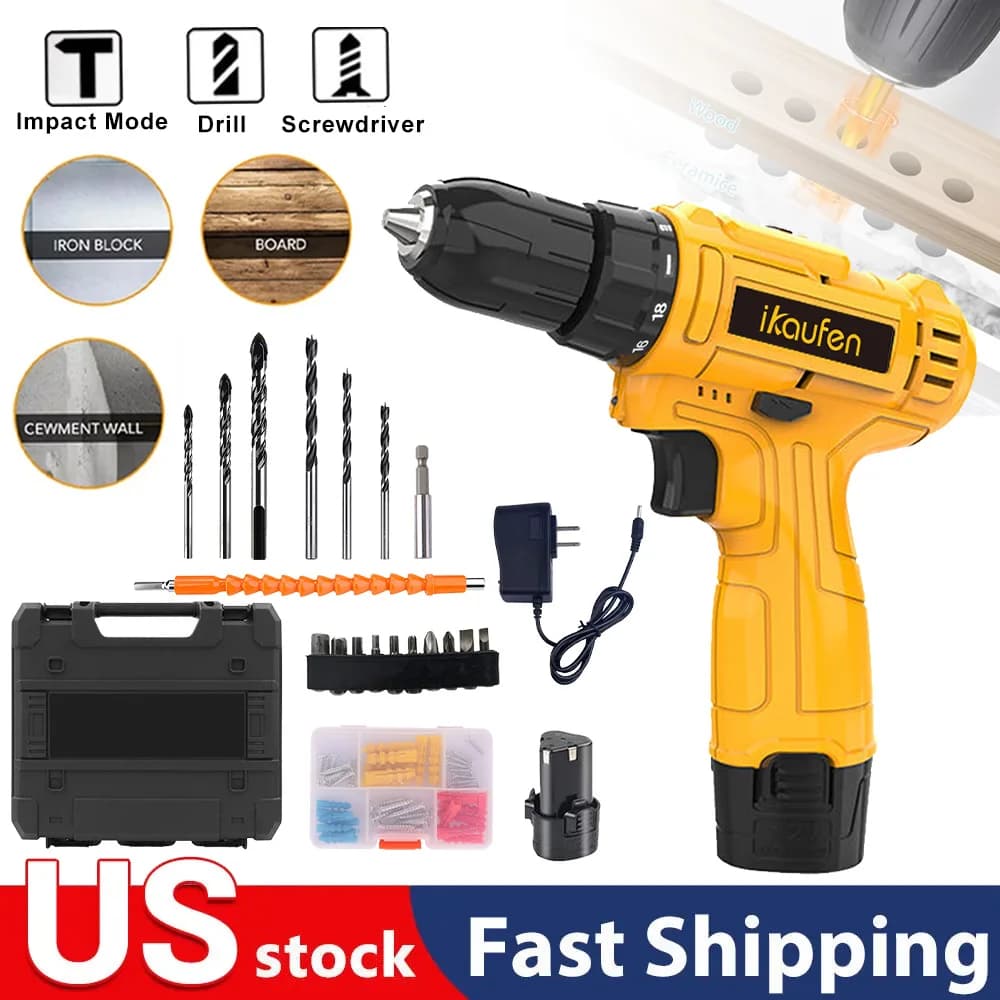 12V Cordless Drill & Driver Kit | 2-Speed Power Tool | 25+1 Torque Settings | 24-Piece Accessory Set - Thumbnail 6