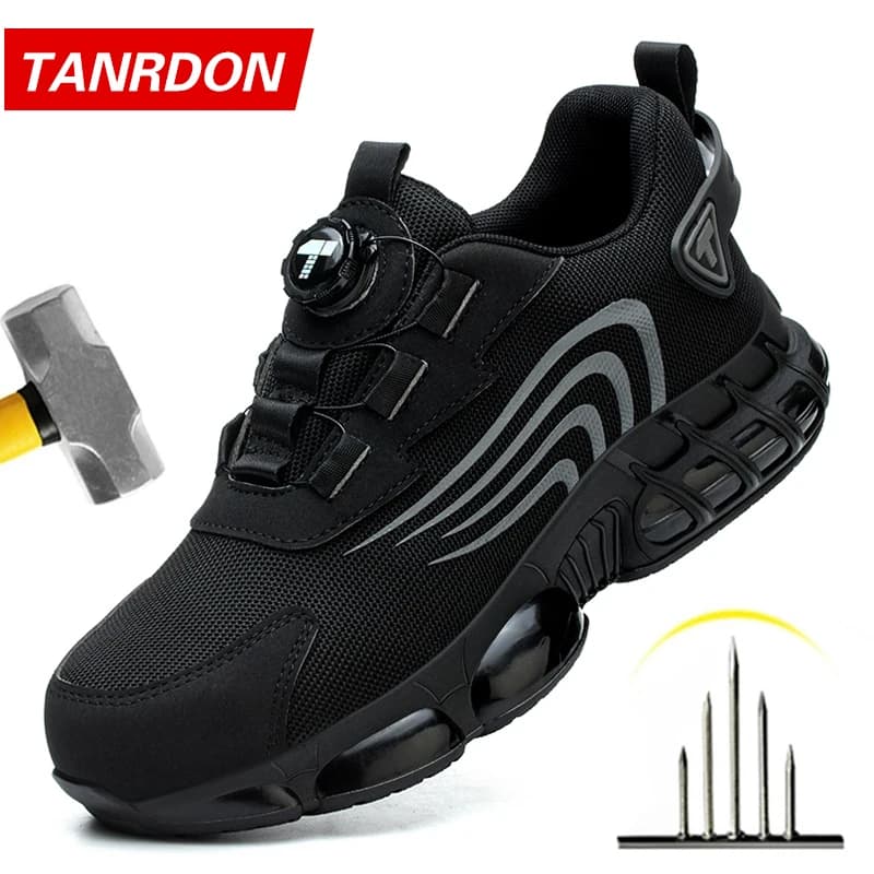 Button Safety Shoes | Anti-Impact Work Footwear | Fashionable Men's Protective Sports Shoes - Thumbnail 2