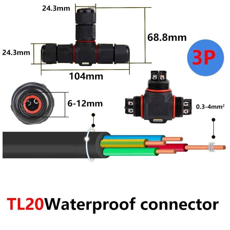 Waterproof Wire Connectors | IP68 Rated | 2-5 Pin I/Y/T-Type for LED & Electrical Systems - Thumbnail 4
