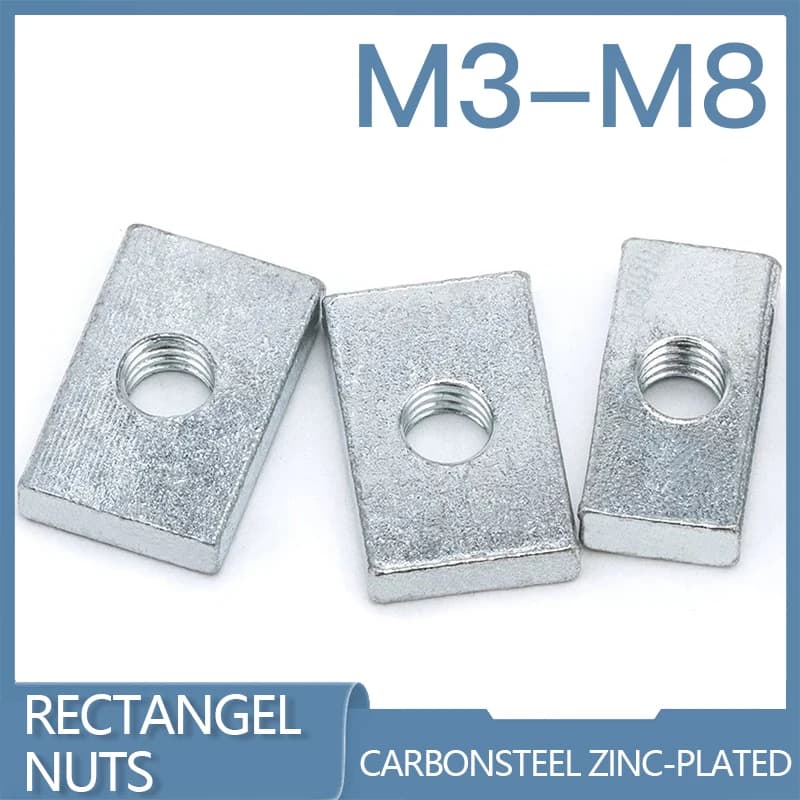 M3-M8 Square Slider Nuts | Zinc-Plated Steel | 50pcs Kit for Aluminum Profiles - Thumbnail 2
