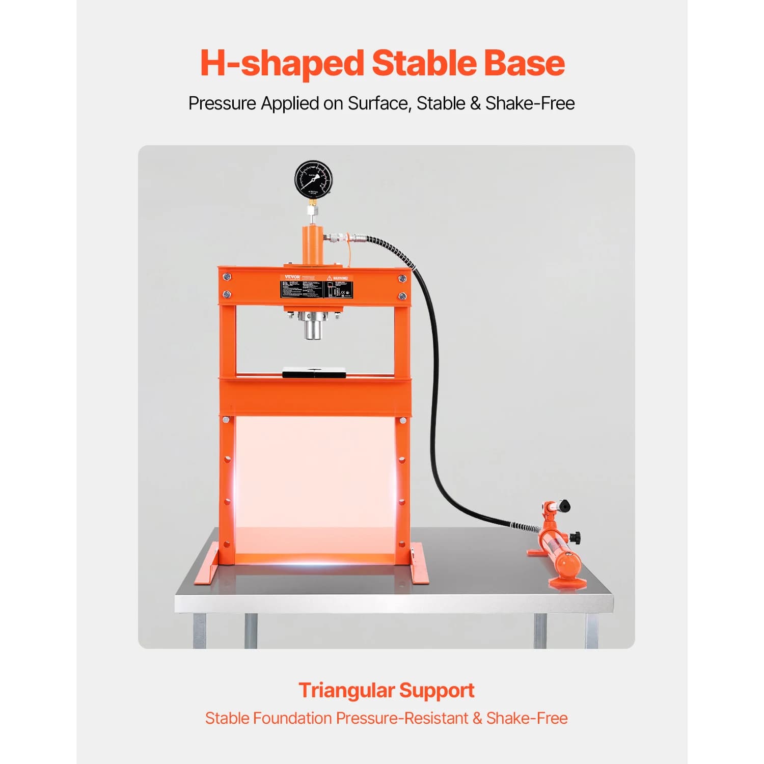 10-Ton H-Frame Hydraulic Shop Press | Heavy-Duty Bending & Forming with Adjustable Base - Thumbnail 5