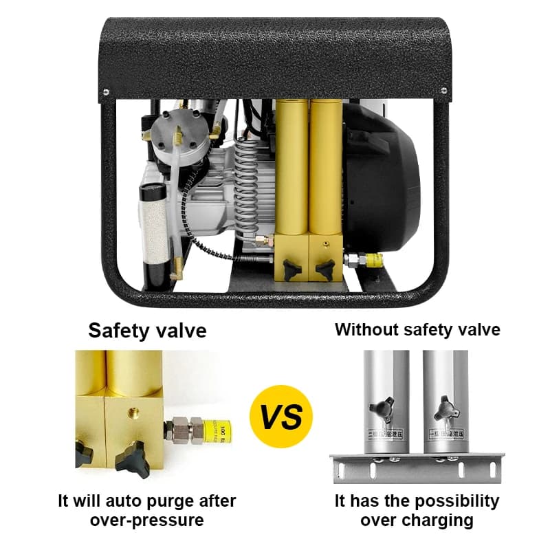 Pressure Air Compressor | 4500PSI 300Bar Auto Stop | Built-in Water Cooling for PCP Rifle - Thumbnail 4