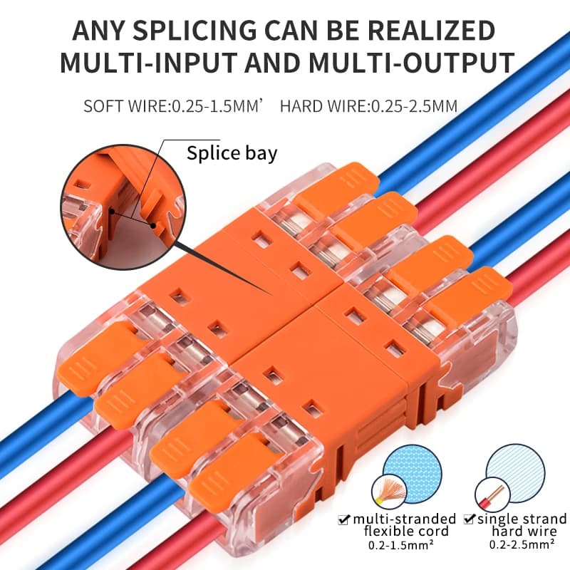 Quick-Lever Wire Connectors | 2-Pack CMK 64 | 450V Compact Splicing Blocks for Secure Terminals - Thumbnail 3