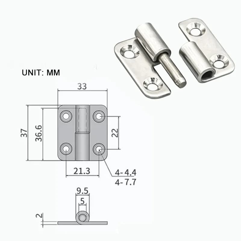 Heavy-Duty Swing Hinge | Stainless Steel Demountable Flag Hinge | Slip Joint Removable Door Hardware - Thumbnail 2