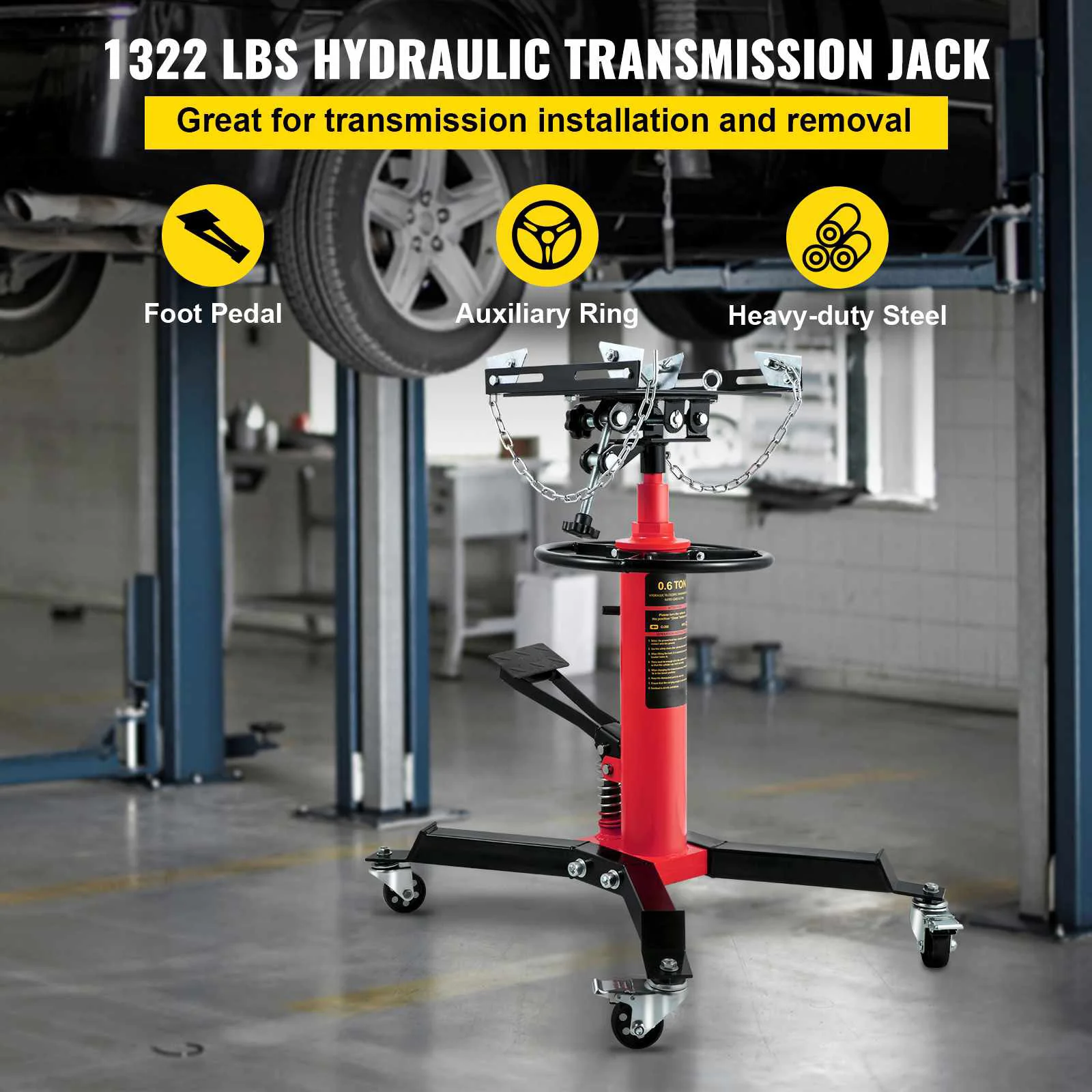 2-Stage Hydraulic Transmission Jack | Heavy-Duty Floor Lift with Foot Pedal for Garage & Shop - Thumbnail 2