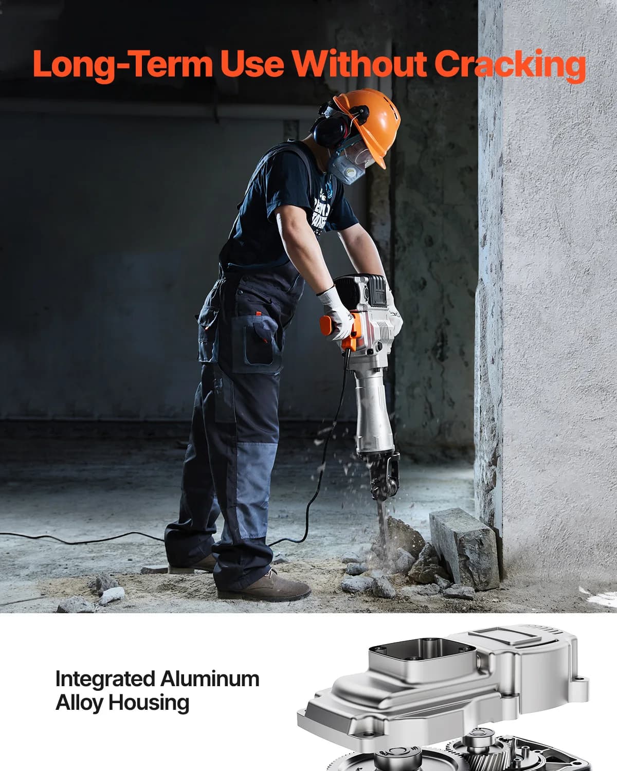 2100W Electric Jackhammer | Heavy-Duty Concrete Breaker | 1650 BPM Industrial Demolition Tool - Thumbnail 4