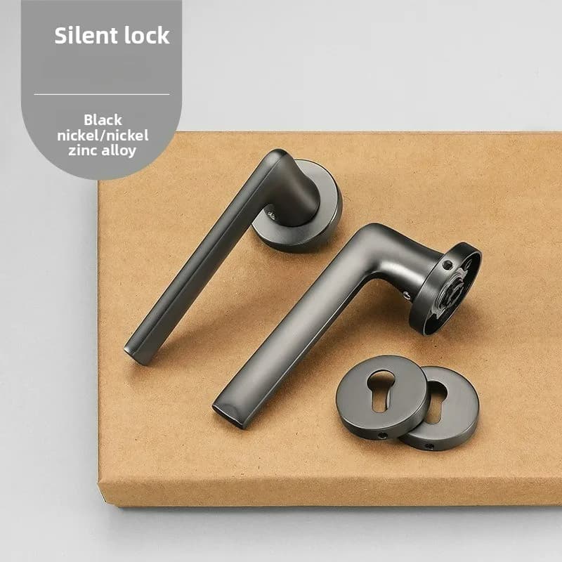 Bedroom Door Lock | Minimalist Gray Split-Type | Silent Bathroom & Indoor Room Handle - Thumbnail 4