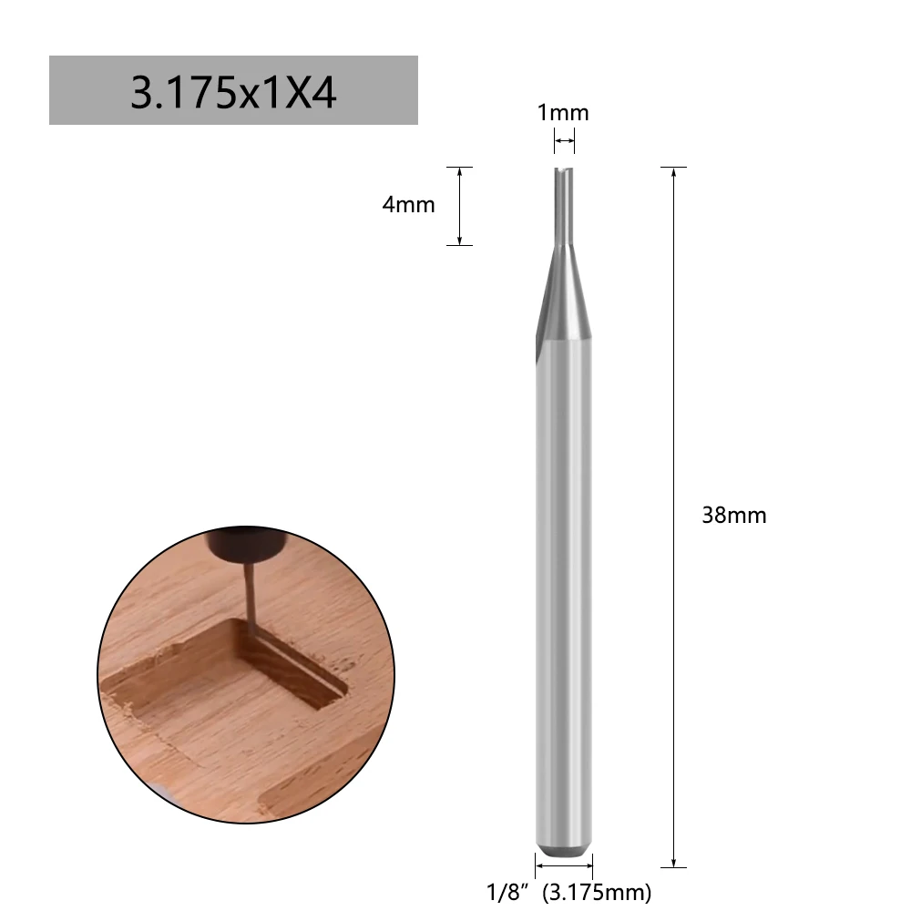 Double-Edged Straight Groove Router Bit Set | 3.175mm Alloy Non-Burr | CNC Engraving Cutter - Thumbnail 4
