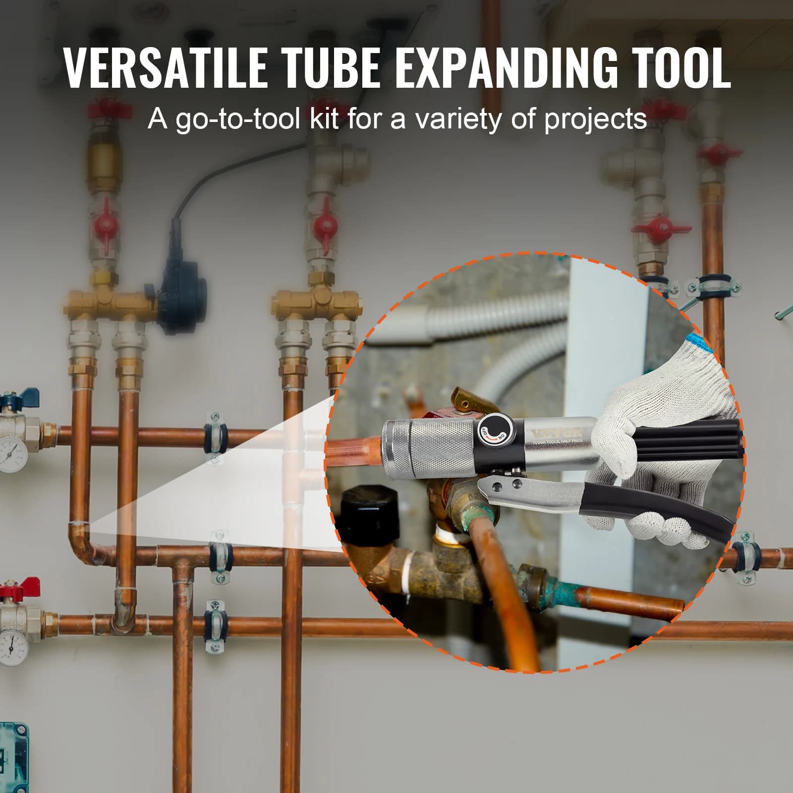 SucceBuy Hydraulic Tube Expander with 7Pipe Expander Heads Deburring Tool Pipe Cutter for Copper Aluminum Brass Soft Steel Pipes - Thumbnail 5