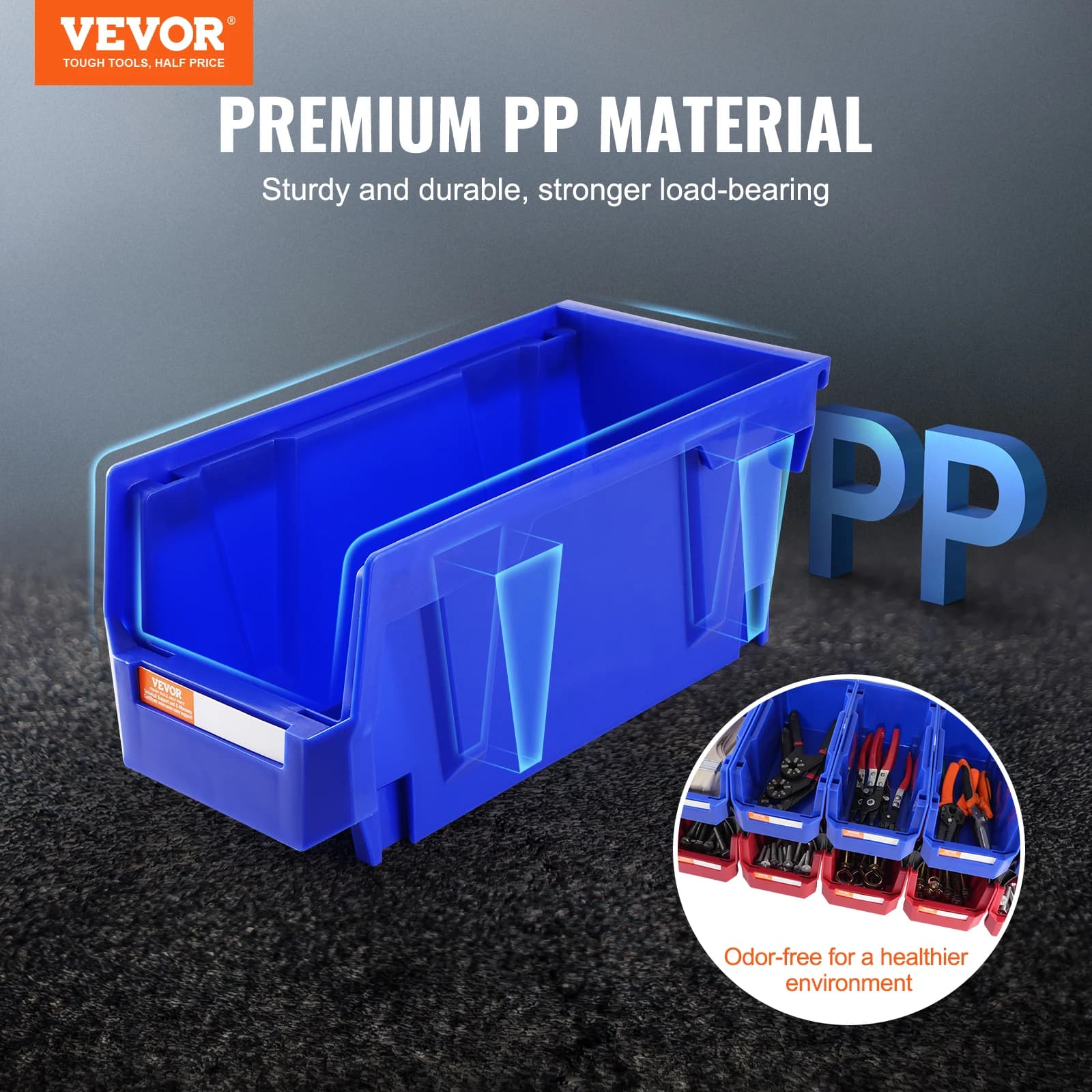 Plastic Parts Bins | 12-Pack 5x4x3 Inch Containers | Garage & Closet Storage Organizer - Thumbnail 2