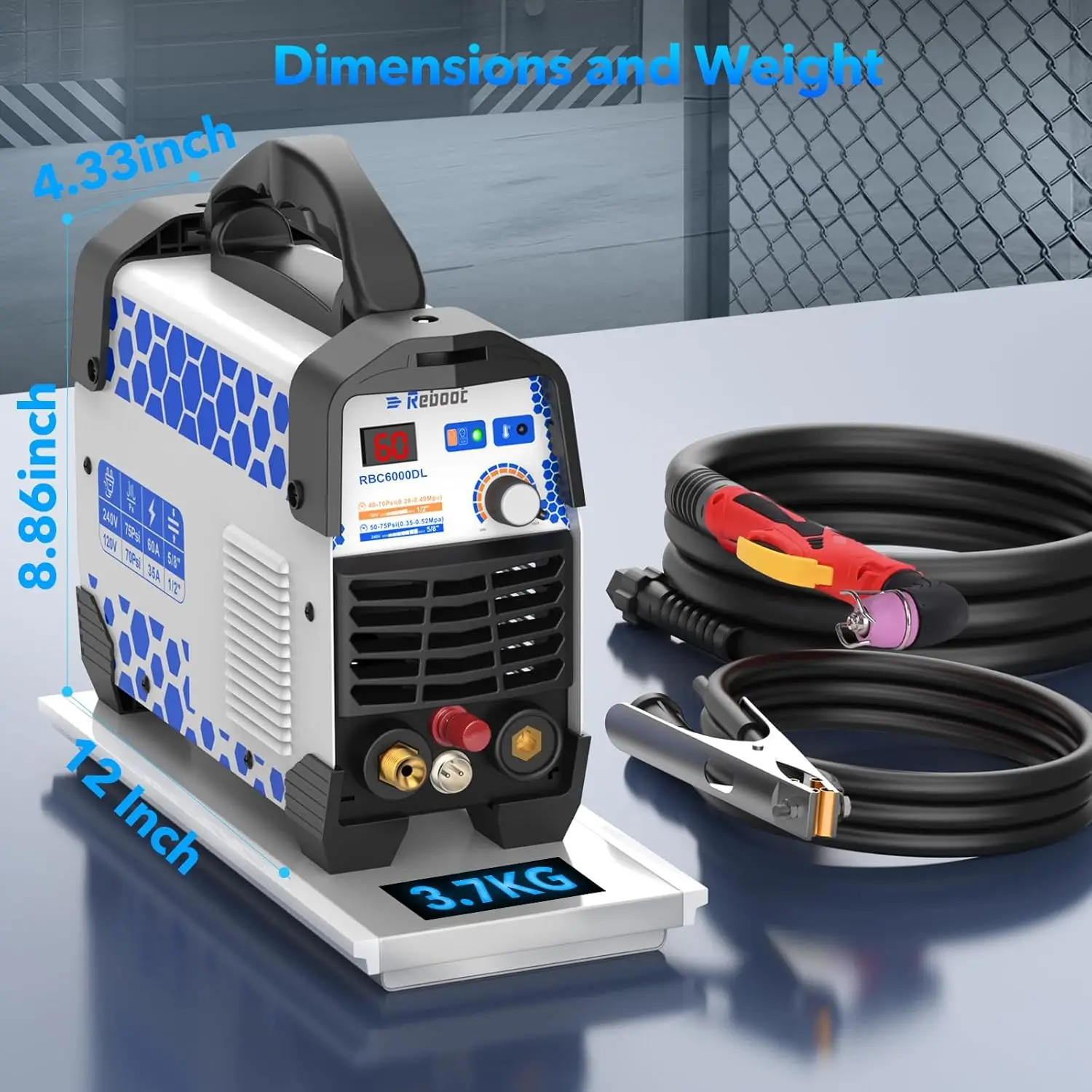 60-Amp Plasma Cutter | 1/2 Clean Cut | 110V/220V Dual Voltage | Pilot Arc Technology - Thumbnail 3