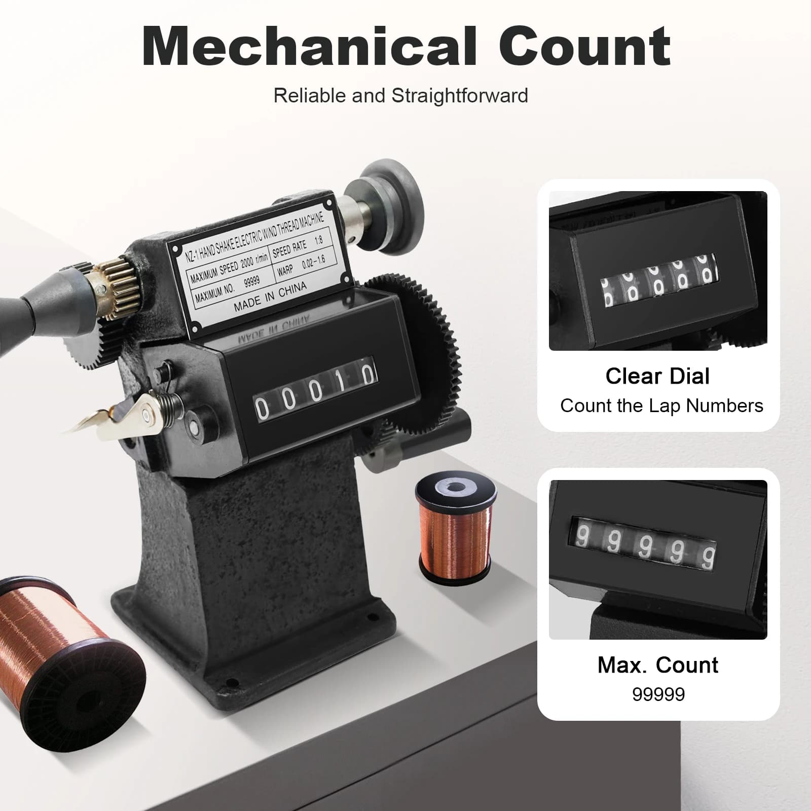 Hand-Wound Coil Machine | Digital Counter 0-99999 | Professional Motor & Transformer Tool - Thumbnail 3