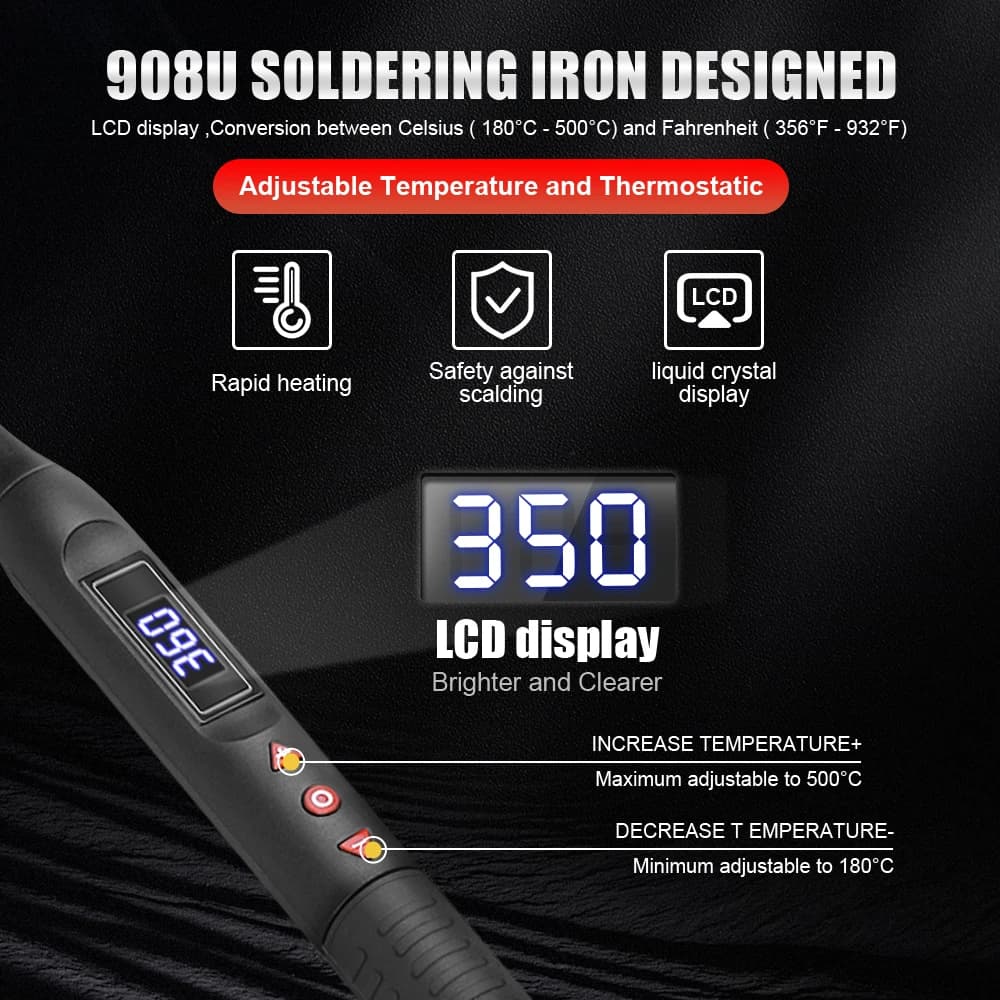 Digital Soldering Iron | 80W Adjustable Temperature | LCD Display Tool - Thumbnail 3