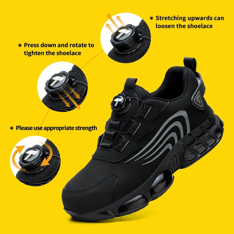 Button Safety Shoes | Anti-Impact Work Footwear | Fashionable Men's Protective Sports Shoes - Thumbnail 4