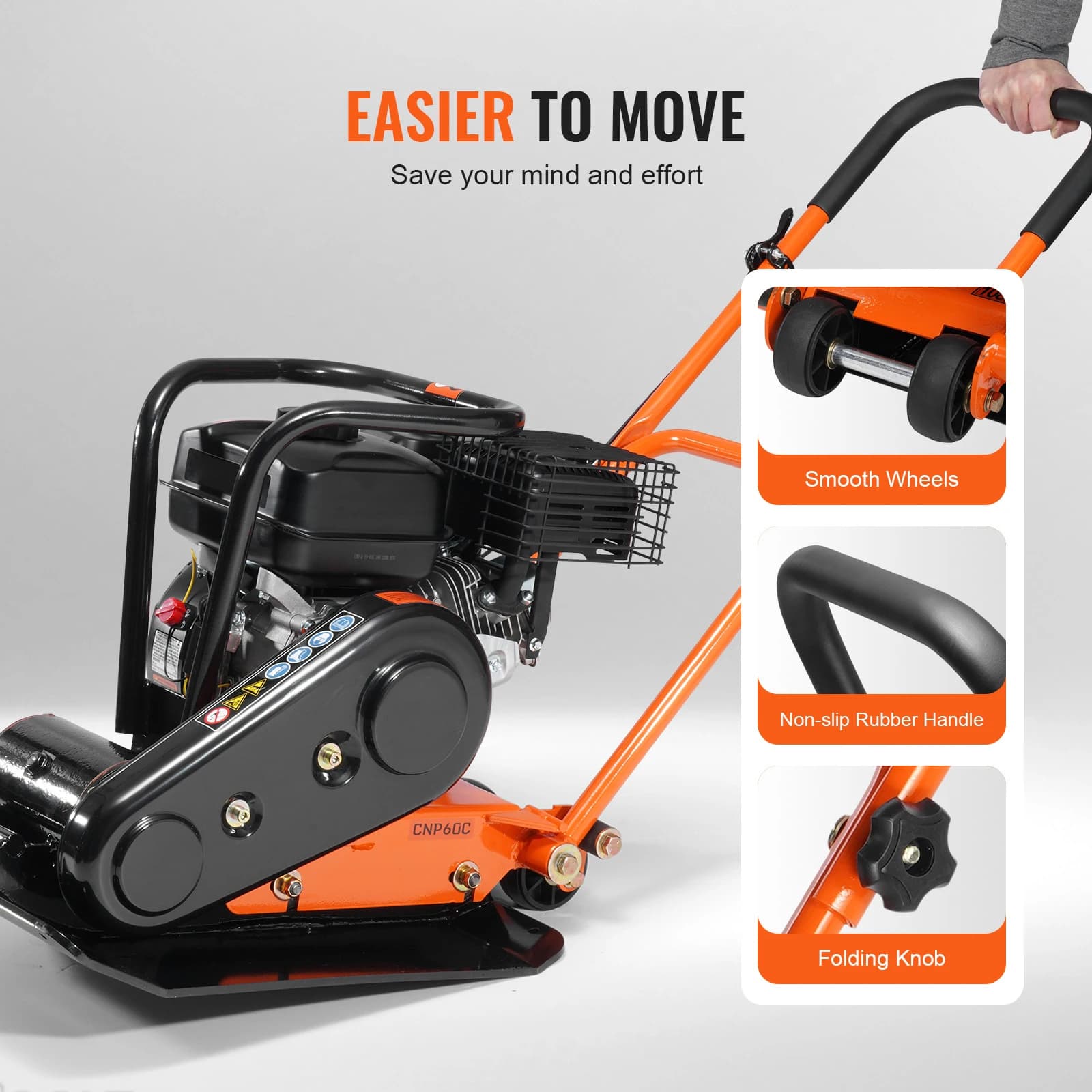SucceBuy Gasoline Plate Compactor 6.5 HP Force Vibratory Compaction Tamper For Walkways, Patios, Asphalts Paver Landscaping - Thumbnail 4