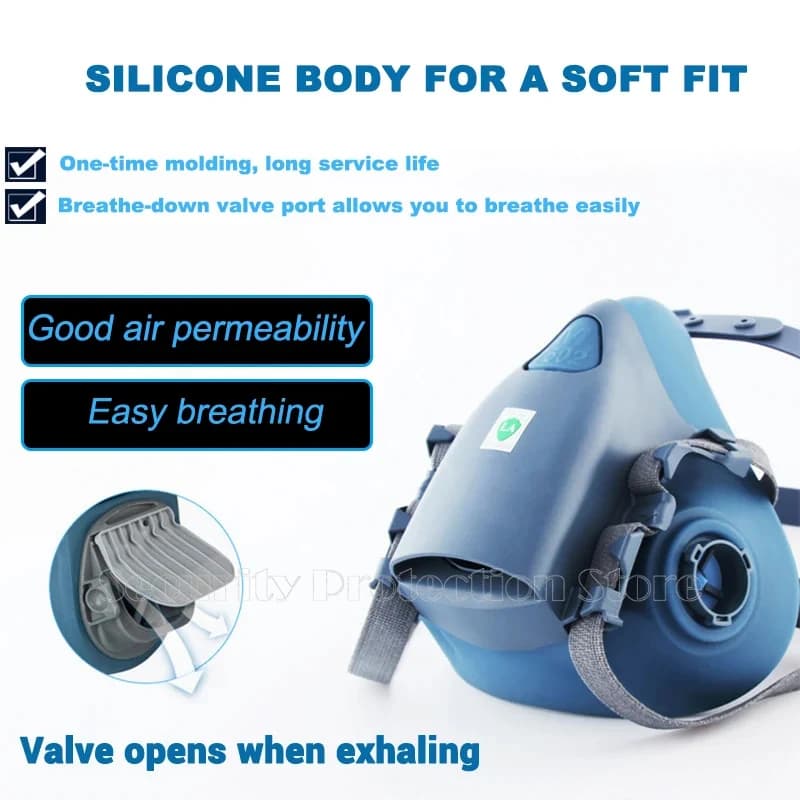 Half Face Respirator Mask | 17-in-1 Multi-Gas & Vapor Filter | For Painting, Spraying & Chemical Work - Thumbnail 2