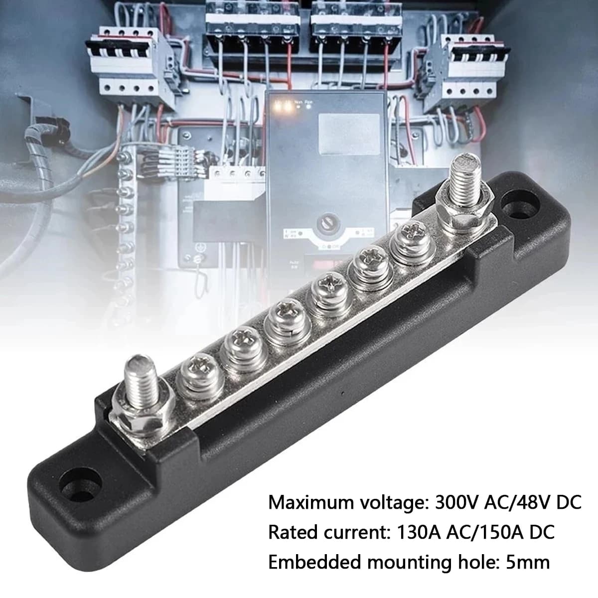 6-Port Power Distribution Terminal Block | 300V AC / 150A DC | Insulated Cover & Heat Shrink Tubing - Thumbnail 3