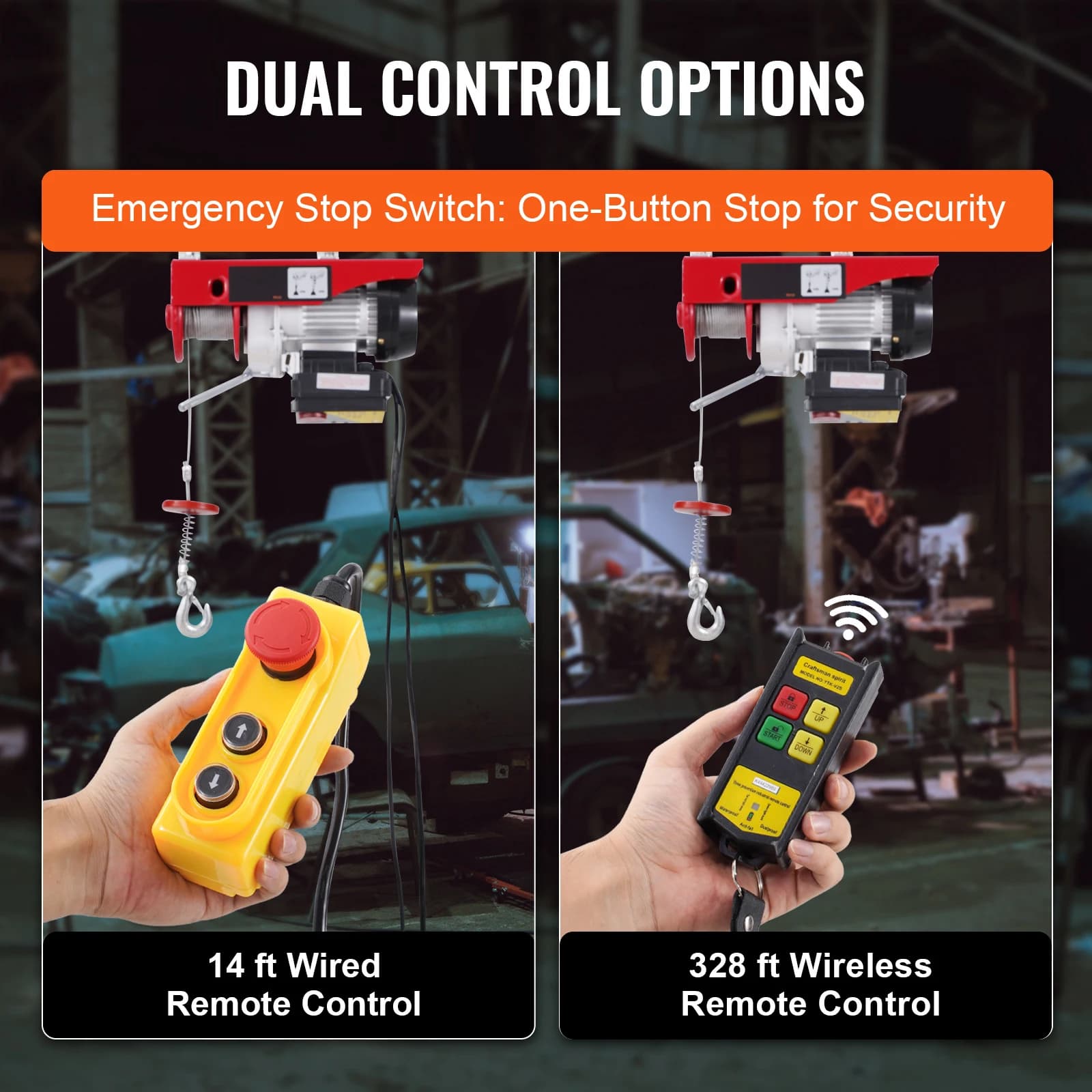 440lb Wireless Electric Hoist | 40ft Lift Height | Heavy-Duty Garage & Workshop Lifting System - Thumbnail 4