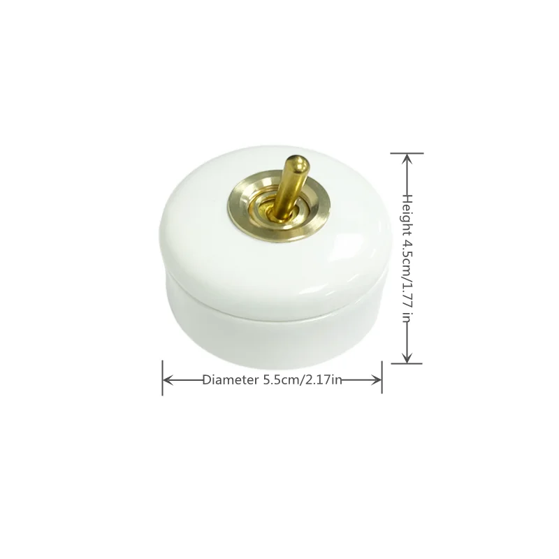 Brass Toggle Light Switch | 1-Way & 2-Way Control | Ceramic Retro Rocker for Wall Plate - Thumbnail 2