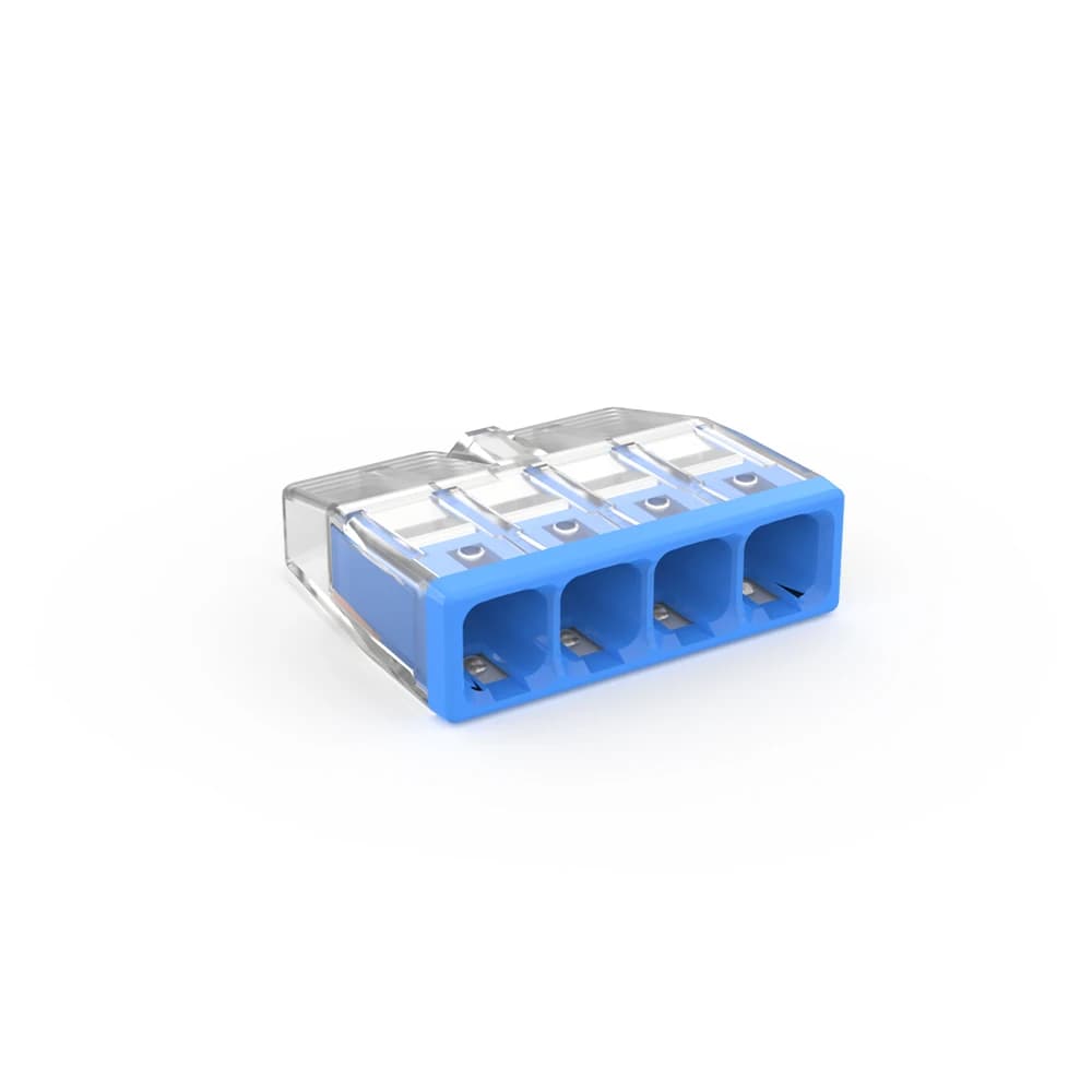 20 to 50 pack of quick wire connectors for safe electrical connections with 20-12 AWG wires, featuring a transparent housing.